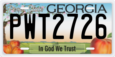 GA license plate PWT2726