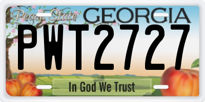 GA license plate PWT2727