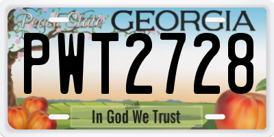 GA license plate PWT2728