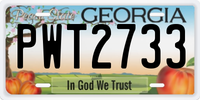 GA license plate PWT2733