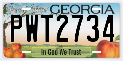 GA license plate PWT2734