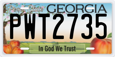 GA license plate PWT2735
