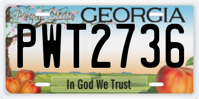 GA license plate PWT2736