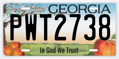 GA license plate PWT2738