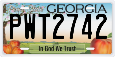 GA license plate PWT2742