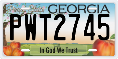 GA license plate PWT2745