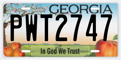 GA license plate PWT2747