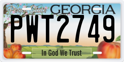 GA license plate PWT2749