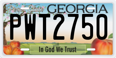 GA license plate PWT2750