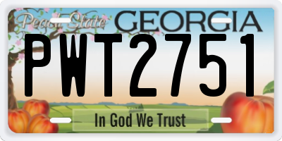 GA license plate PWT2751