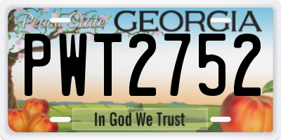 GA license plate PWT2752