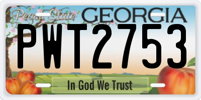 GA license plate PWT2753