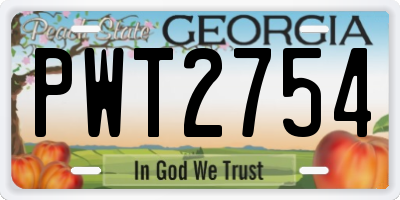 GA license plate PWT2754