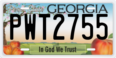 GA license plate PWT2755