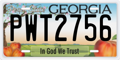 GA license plate PWT2756