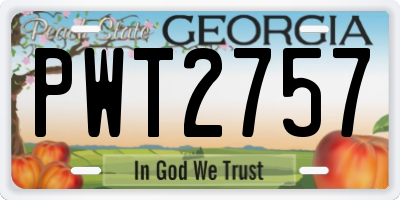 GA license plate PWT2757