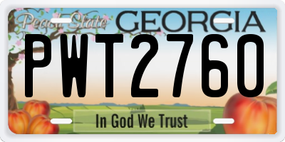 GA license plate PWT2760