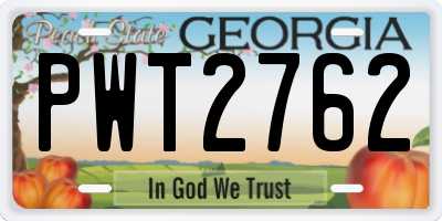 GA license plate PWT2762