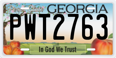 GA license plate PWT2763