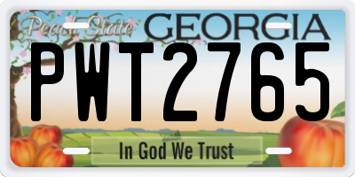 GA license plate PWT2765