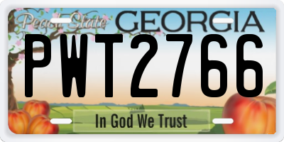 GA license plate PWT2766