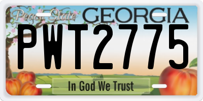 GA license plate PWT2775