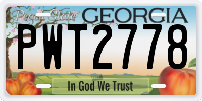 GA license plate PWT2778
