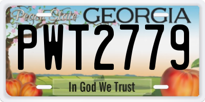 GA license plate PWT2779