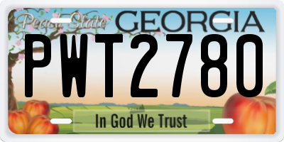 GA license plate PWT2780