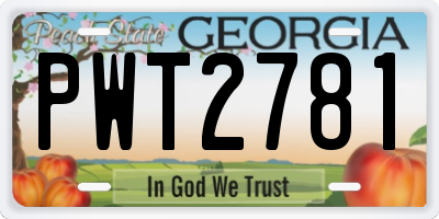 GA license plate PWT2781