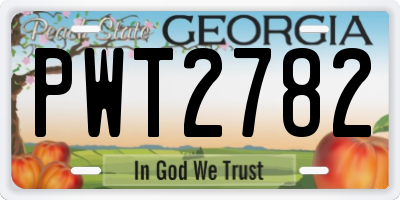 GA license plate PWT2782