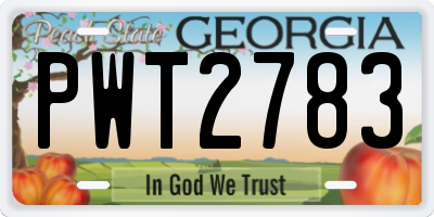 GA license plate PWT2783