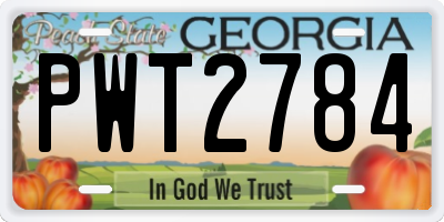 GA license plate PWT2784