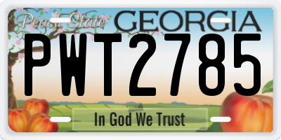 GA license plate PWT2785