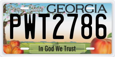 GA license plate PWT2786