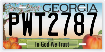 GA license plate PWT2787