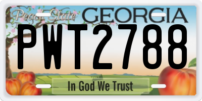 GA license plate PWT2788