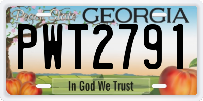 GA license plate PWT2791
