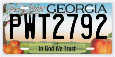 GA license plate PWT2792
