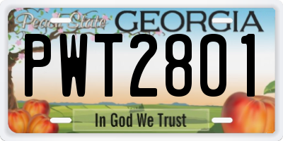 GA license plate PWT2801