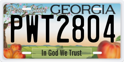 GA license plate PWT2804