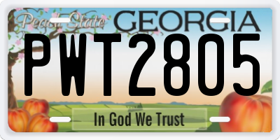 GA license plate PWT2805