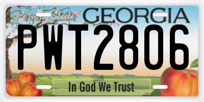 GA license plate PWT2806