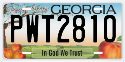 GA license plate PWT2810