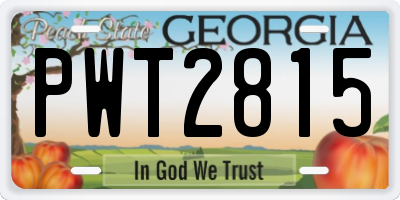 GA license plate PWT2815