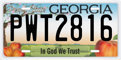 GA license plate PWT2816