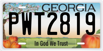 GA license plate PWT2819