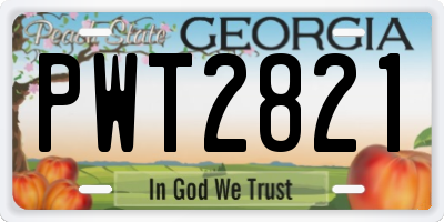 GA license plate PWT2821
