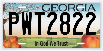 GA license plate PWT2822