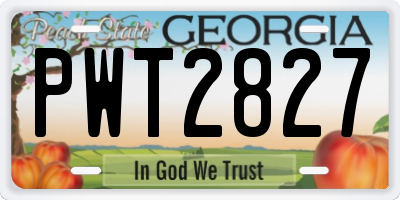 GA license plate PWT2827